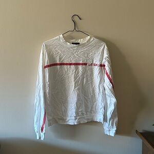 Forever 21 White Crew Sweatshirt with Red Stripe Detail
